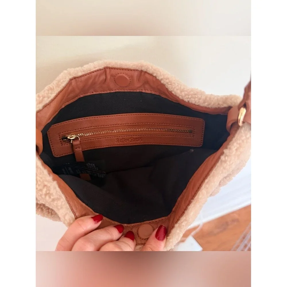 & other stories FLEECE BAG WITH LEATHER TRIM
